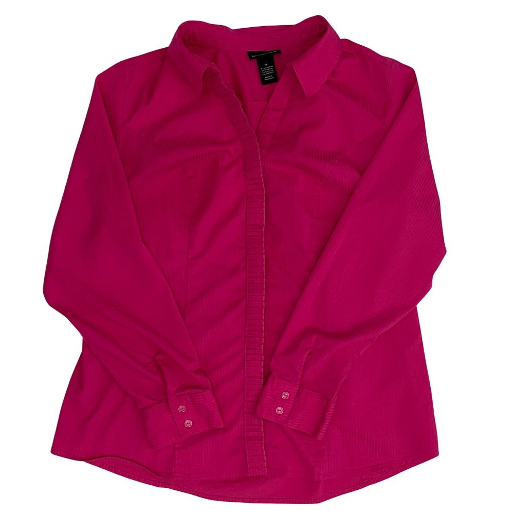 Lane Bryant Size 18 Blouse - Pink Plus Size Top for Women with Long Sleeves